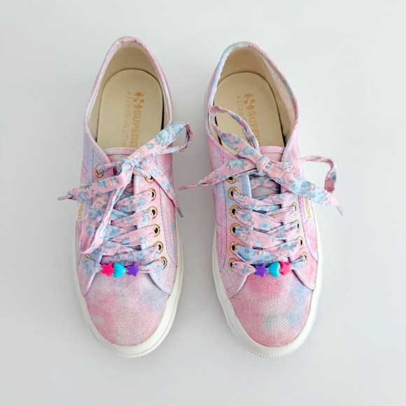 SUPERGA x LOVESHACKFANCY 2750 pink blue tie dye cotton candy canvas shoes - Picture 4 of 12